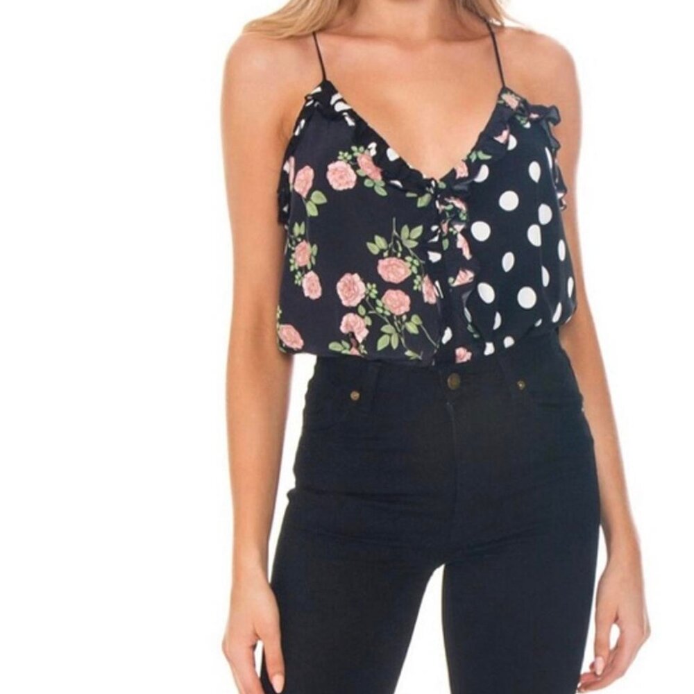For Love and Lemons Mochi Polka Dot & Floral Bodysuit